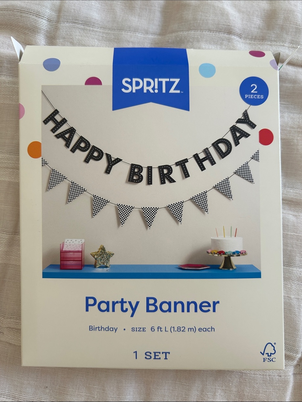 Happy Birthday Banner with Race Flag Banner